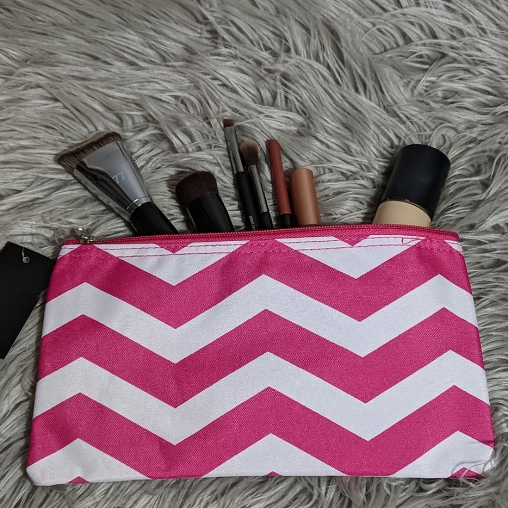 Pink Chevron makeup wet bag